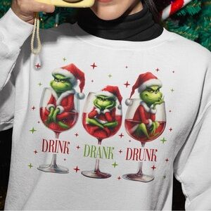 Drink Drank Drunk Grinch Christmas Unisex Sweatshirt